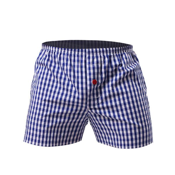 

5 colors brand underpants men boxer home shorts classic plaid combed male loose breathable family underpants male, White;black