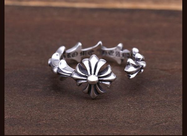 

925 sterling silver rings trend personality jewelry punk style lovers gift hip hop simple open cross style luxury designer jewelry women, Golden;silver
