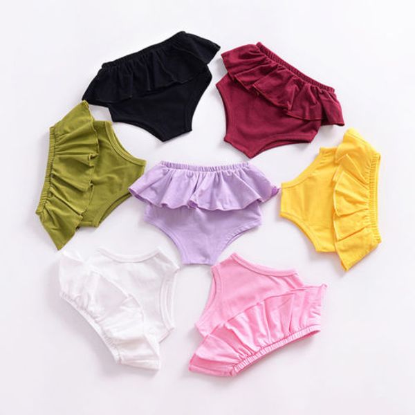 

cute newborn baby girl ruffle panties bottoms infant kids bloomer diaper cover shorts for babies, Black