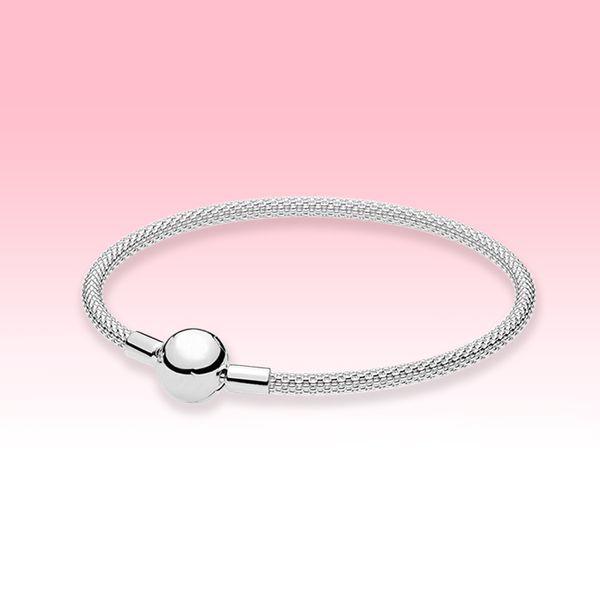 Mulheres Sterling Silver malha pulseira pulseira pulseiras verão jóias para Pandora Ball Clasp Bracelets com conjuntos de caixa originais