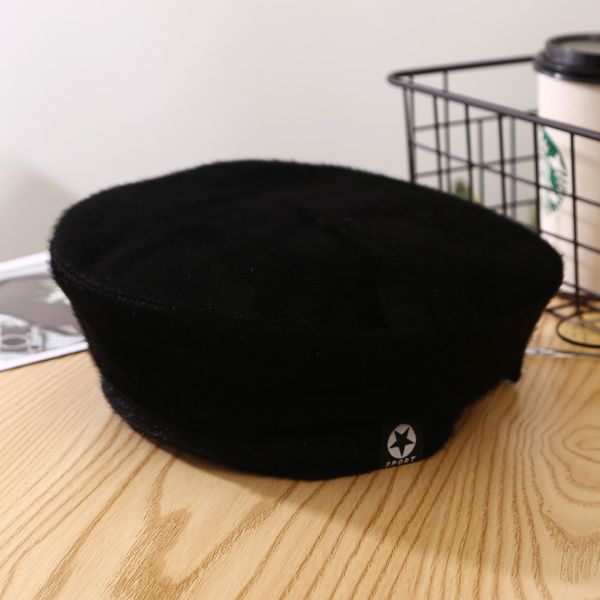 

newautumn and winter corduroy beret hat female port wind fashion japanese painter hat autumn and winter street youth painter, Blue;gray