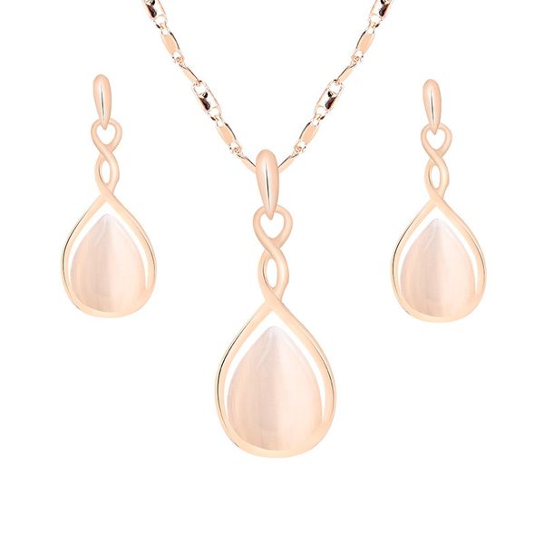 

cashou20 падения воды сплава опал инкрустацией ожерелье серьги набор, Silver