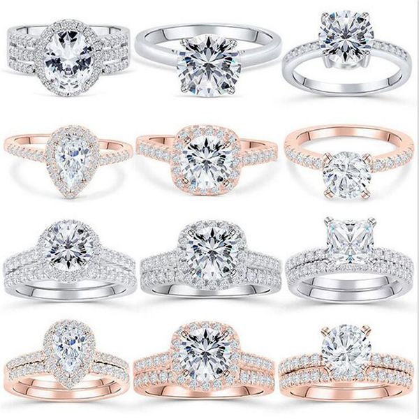 

33 style classical fashion jewelry 100% soild 925 sterling silver white z cz diamond gemstones women wedding ring never fade, Slivery;golden