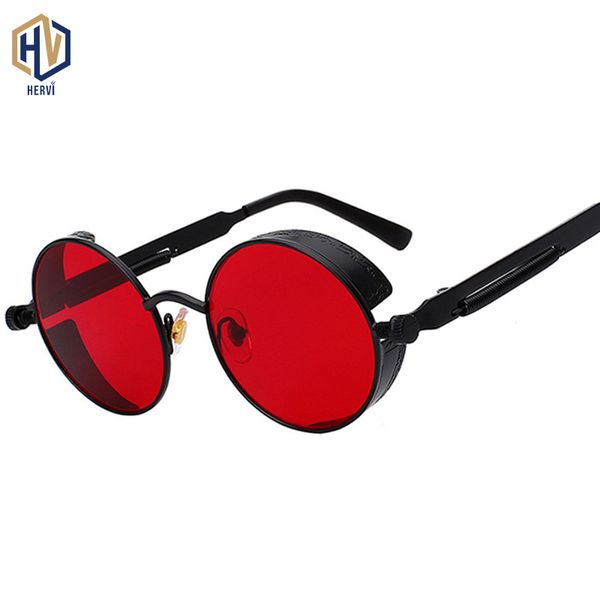 

2020 metal steampunk sunglasses men women fashion round glasses brand design vintage sunglasses uv400, White;black