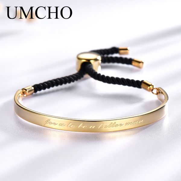 

umcho solid 925 sterling silver bangles expansion anniversary band gifts couple bracelets & bangles for women fine jewelry, Golden;silver