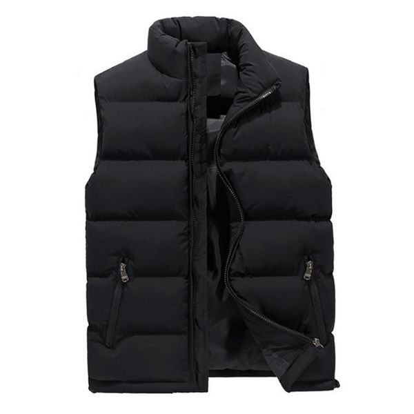 

2019 new brand mens jacket sleeveless vest winter fashion casual coats male cotton-padded men's vest men thicken waistcoat 3xl, Black