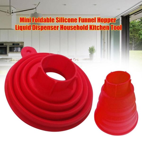 

mini foldable silicone funnel hopper liquid dispenser household kitchen tool 2020