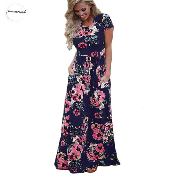

women long maxi dress floral 2019 summer print boho beach dress short sleeve party dress tunic vestidos plus size xxxl, Black;gray