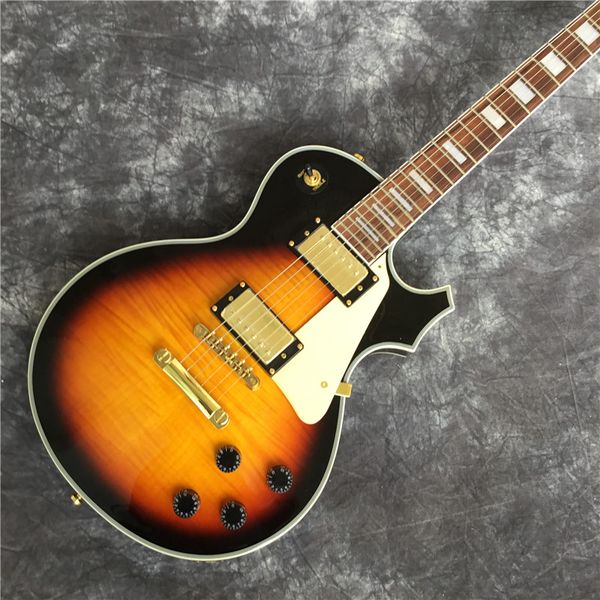 

2020 china oem sun eye old sun color flamed maple electric guitar wood gold hardware accept customized ing