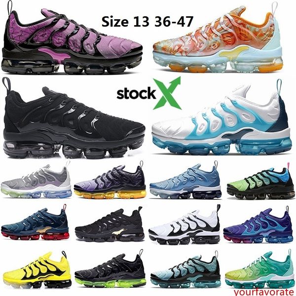 

2020 size 13 all black tn plus running shoes metallic gold zebra active fuchsia spirit teal cushion sneakers vapors trainers 36-47 stock x