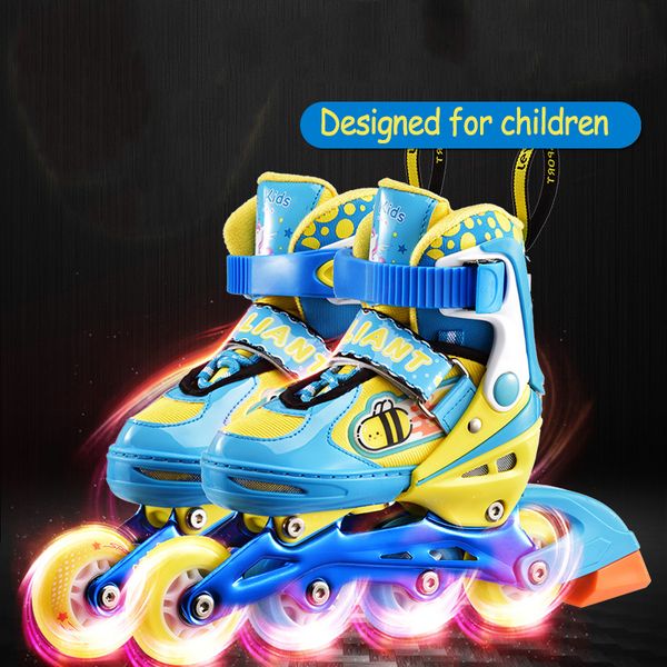 

children adjustable skates roller skates pu wheel breathable beginners skating shoes single brake for kids