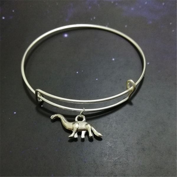 

dinosaur bracelet, diplodocus pendant, silver dinosaur charm, quirky bracelet, mini dinosaur, simple jewelry, jewelry, Black