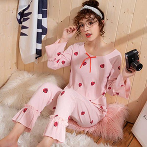 

women plus size -5xl pajama set cotton autumn winter long sleeve, Blue;gray