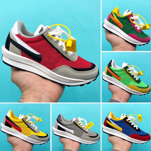 

2020 sacai ldv waffle daybreak kids running shoes green gusto varsity blue del sol infant toddler athletic boy & girls sneakers pine green, Black