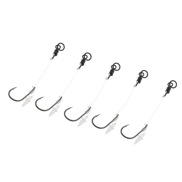 

5pcs carp fishing chod rigs leader ready tied with bait screw barbed hook