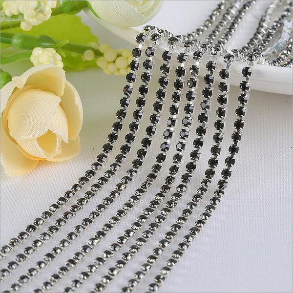 

new 1 meter 23 colors clear crystal silver base cup high density rhinestone claw chain diy trim sew-on jewelry accessories, Blue;slivery