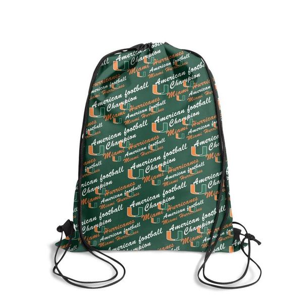 

майами ураганы футбол зеленый logofashion спортивный пояс рюкзак, дизайн поп лучший регулируемый струнный пакет, подходит для наружного