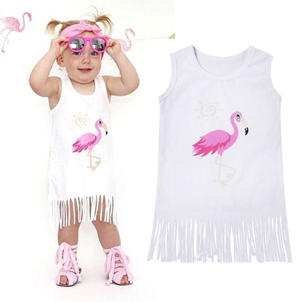 

cute toddler baby girls flamingo dresses sundress kids party cotton tee
