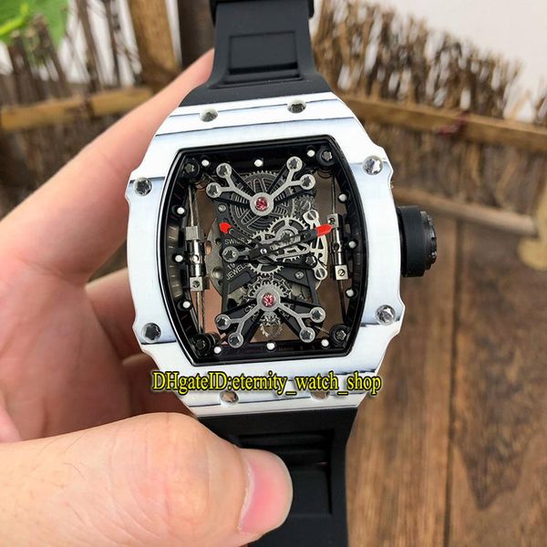 

r version rm 27-01 nadal ntpt carbon fibre white case skeleton dial japan miyota automatic rm27-01 mens watch rubber strap sport watches, Slivery;brown