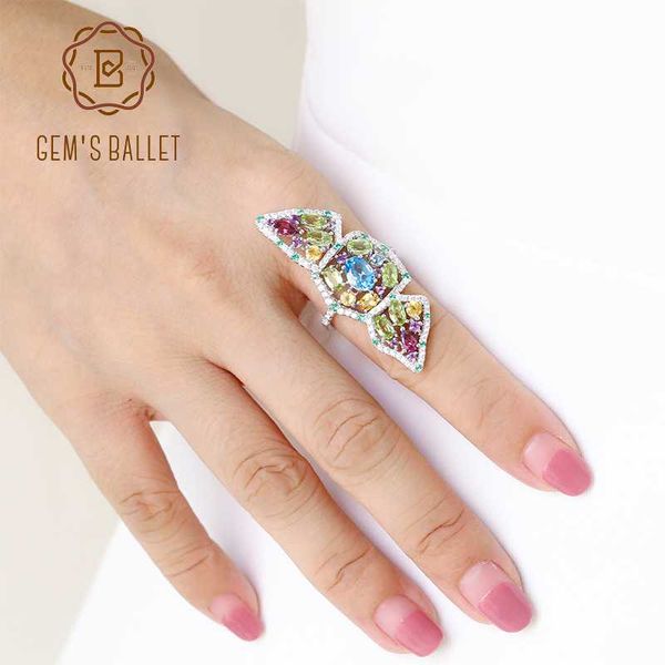 

gem's ballet multicolor natural z amethyst garnet peridot citrine cocktail ring 925 sterling silver rings for women, Golden;silver