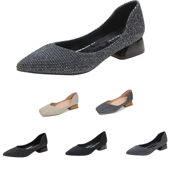

women's casual sparkling crystal sequin shoes mid-heeled shoes with pointed shallow mouth outdoor jogging walking shoes main13