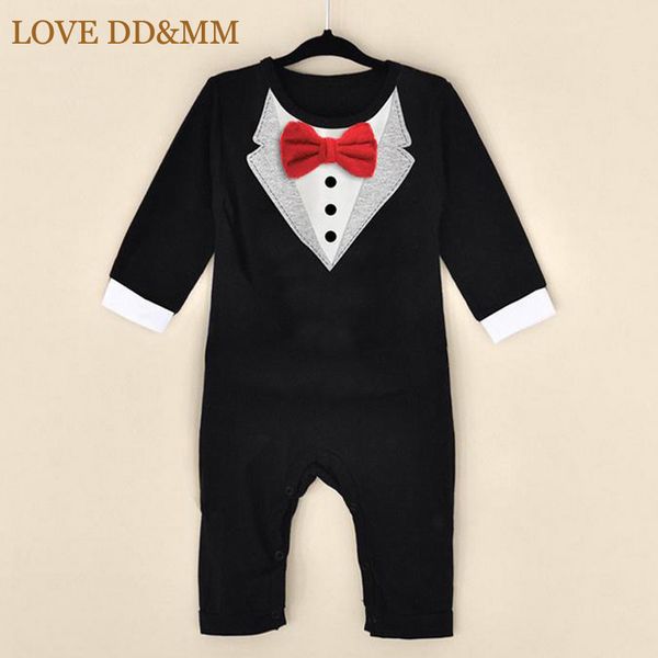 

любовь ddmm новорожденных младенцев rompers одежда для младенцев мальчики одежда tie gentleman лук досуг малышей one-частей комбинезон, Blue