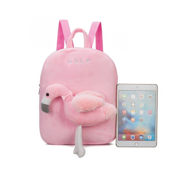 

cartoon backpack kindergarten girls boys flamingo unicorn child backpack 100% polyester fiber removable plush shoulder bag