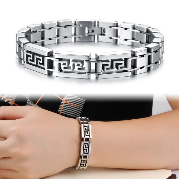 

21cm women men luxury link chain gold stainless steel bracelets curb cuban chain mens jewellery fashion wholesale ing, Black