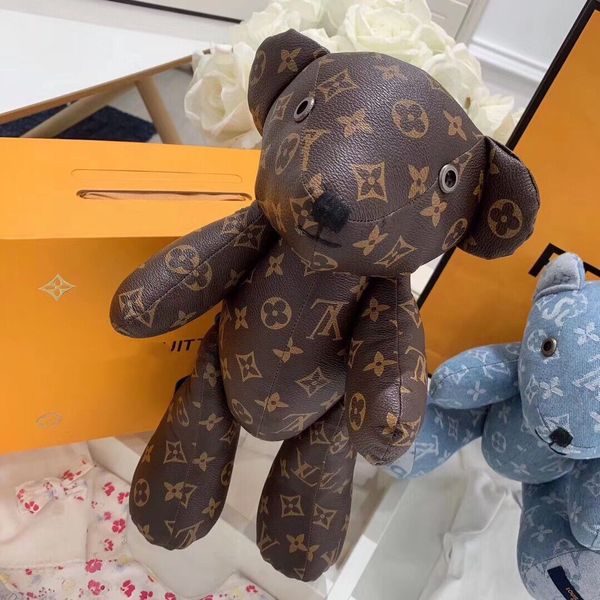 

New arrival large leather toy bear denim couple bear doll hug bear children girl birthday chri tma gift