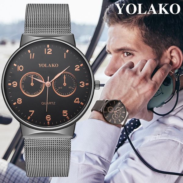 

man watch 2019 simple digital watches ultra thin mens watches stainless steel mesh belt quartz wristwatches new, Slivery;brown