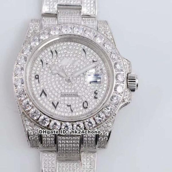 

new 7 style sf 40mm date steel full diamonds 2813 automatic mens watch diamond arabic dial dial diamonds steel strap gents watches, Slivery;brown