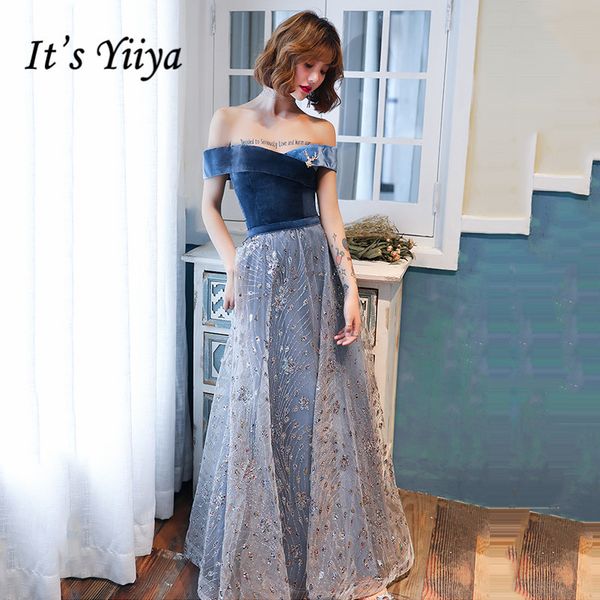 

it's yiiya evening dress boat neck off shoulder women party dress embroidery long formal gowns a-line vestidos de fiesta k269, White;black