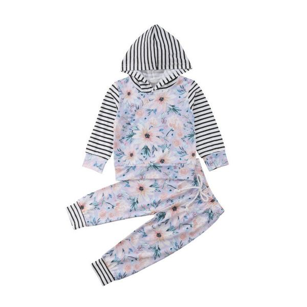 

pudcoco brand new newborn baby girl stripe flower hooded pants leggings outfits clothes rac, Pink;blue