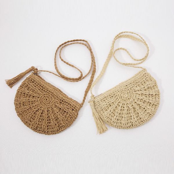 

straw women messenger bag summer beach weaving shoulder bag moon bohemia crossbody bags handmade 3n2234