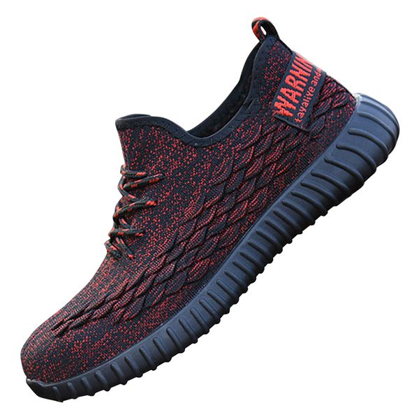 

men anti slip sneakers safety shoes protective steel toe summer ultra lightweight trainers casual boots work outdoor breathable, Black