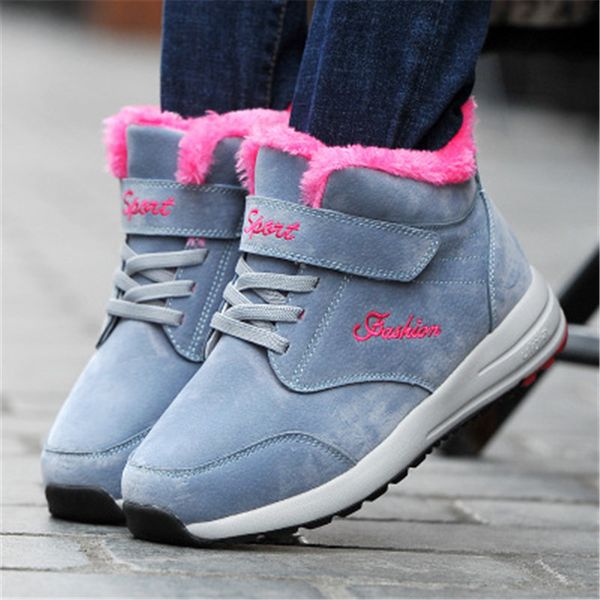 

new fashion winter men boots with fur snow boots lace up waterproof footwear male casual men shoes outdoor big size sale, Black