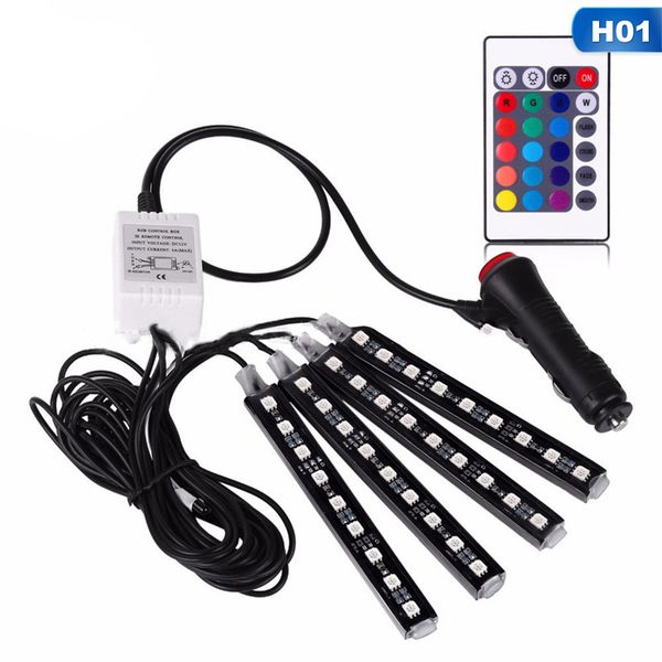 

car styling car rgb led drl strip light led strip lights colors interior decorative atmosphere lamp with remote control