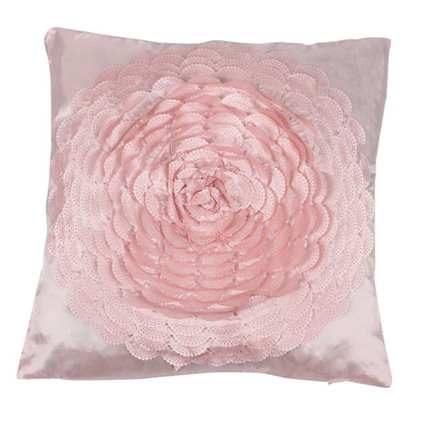 

pink elegant 3d large raised rose taffeta wedding throw pillow cushion pillow case