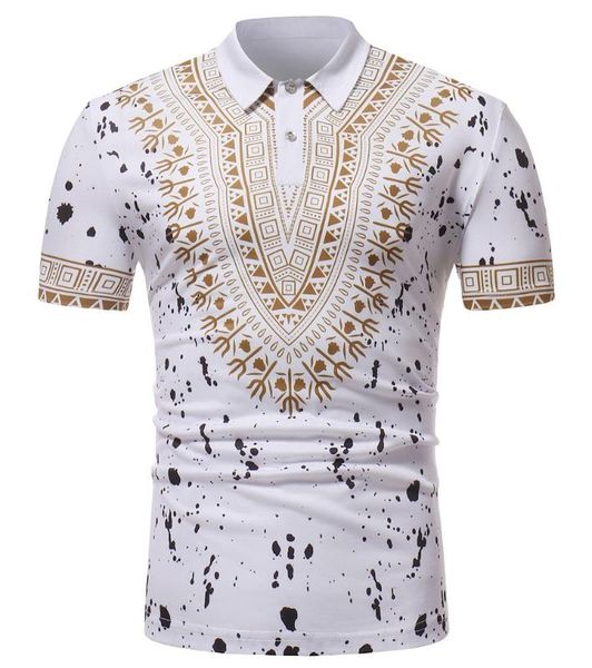 

selling african turkish style printed short-sleeved shirt, White;black