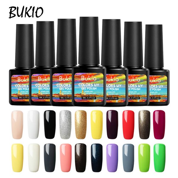 

bukio 51 colors gel nail lacquer colorful enamel uv nail gel polish 8ml soak off art varnish for decoration, Red;pink