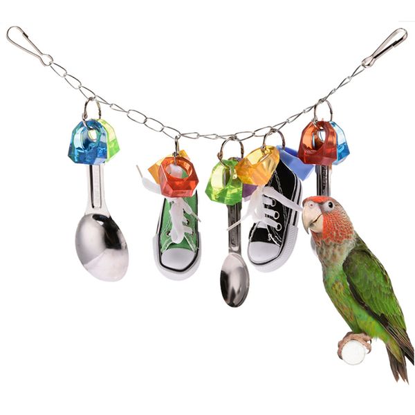 

parrot toys metal standing chewing rack toys bird accessories supplies spoon shoes chewing climbing swing