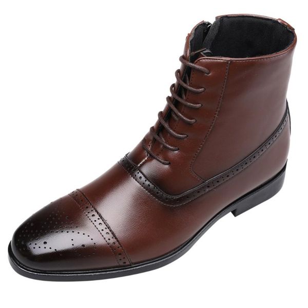 

sagace high-end men's fashion pointed high-high straps side zipper ankle boots shiny leather boots in the, Black
