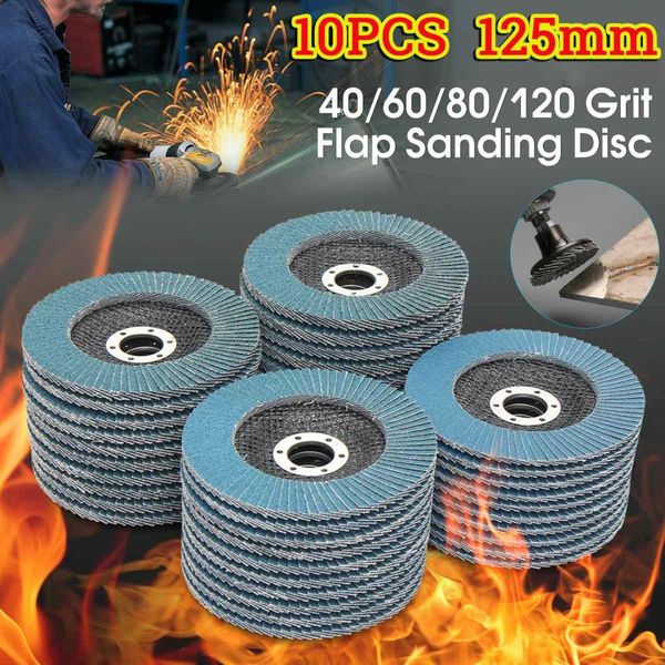 

10pcs abrasive 5" 125mm metal sanding flap discs angle grinder wheels 40 60 80 120 grit sandpaper sanding paper