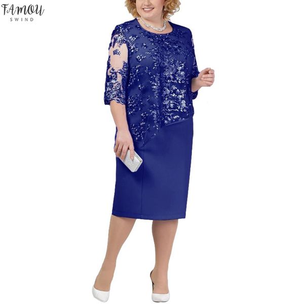 

plus size party sheer half sleeve floral lace layered mother of bride midi dress 2020, Black;gray