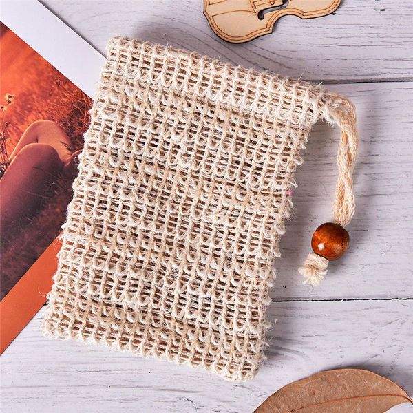 

natural exfoliating soap bags handmade sisal natural mesh saver pouch holder bath soap holder bathroom new