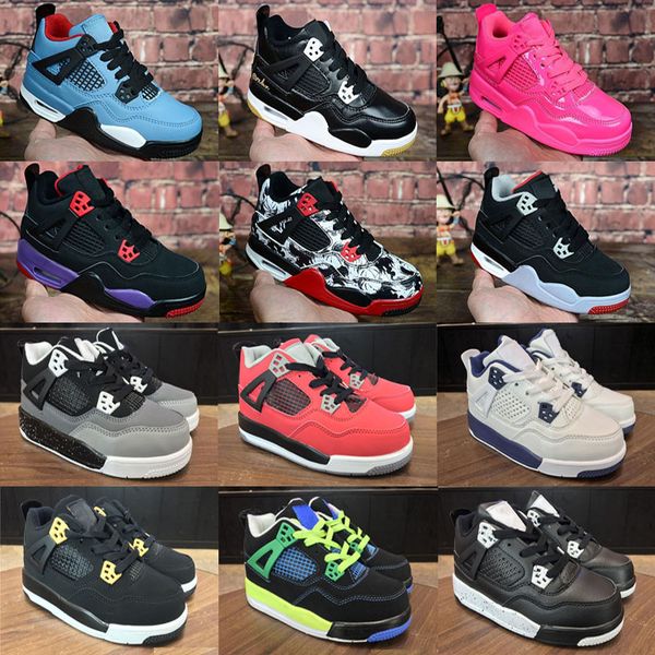 

2019 new children shoes basketball shoes wholesale new 4 4s sneakers kids sports girl trainers basketball shoes size 28-35, Black