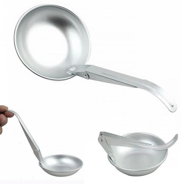 

outdoor aluminum alloy folding spoon camping supplies folding spoon outdoor tableware foldable soup ladle