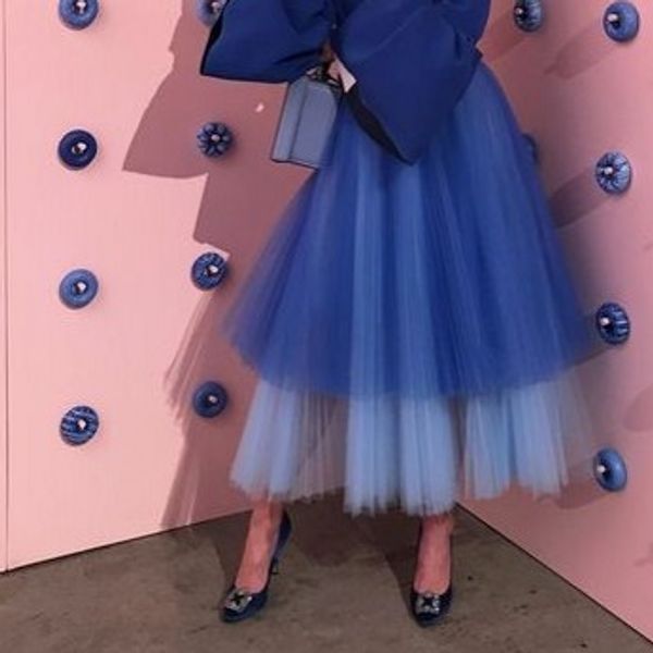 

skirts blue long a-line tulle casual party prom girls evening women, Black