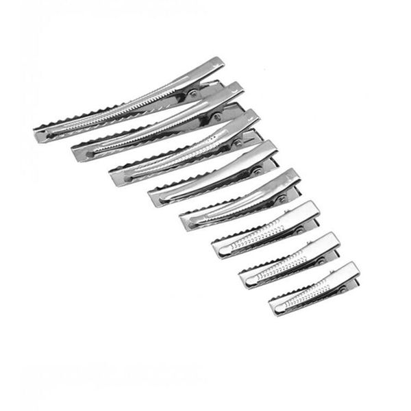 

20pcs silver flat metal single prong alligator clip crocodile hair clip barrette hairpin for diy hair accessories 32mm - 95mm, Slivery;white