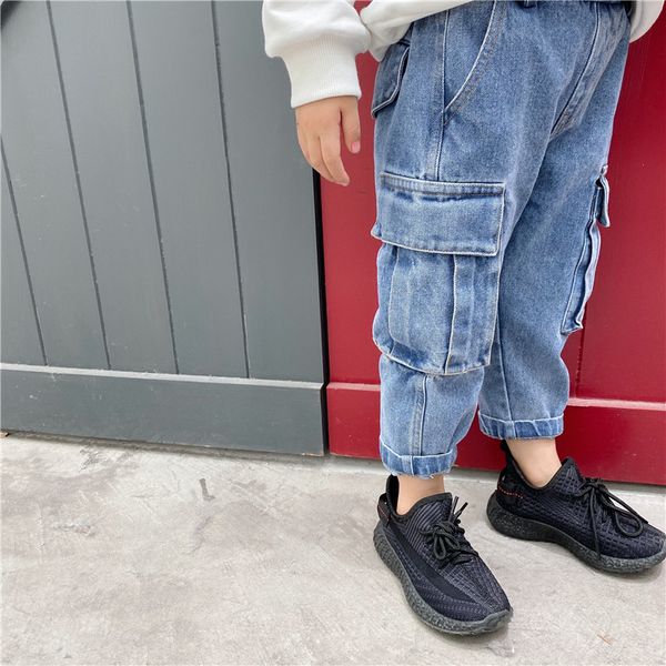 Kids Jeans Fashion Girls Big Pocket Denim Pants Boys Loose